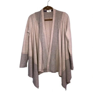 Ivy  Open Front Cardigan Sweater XS Oatmeal Tan Beige Patchwork Soft Waterfall